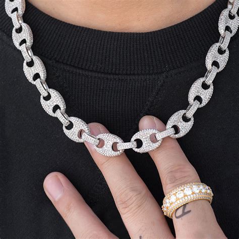 iced gucci link necklace in white gold|Gucci link gold chain necklace.